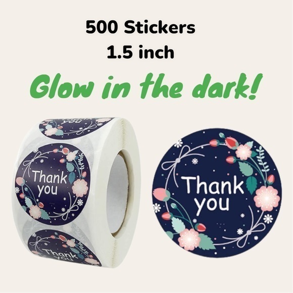 Other - 500 Thank You Stickers, 1.5 inch, Professional + Classy, Glow In The Dark